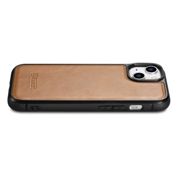 iCarer Leather Oil Wax case covered with natural leather for iPhone 14 brown (WMI14220717-TN)eng
