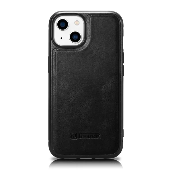 iCarer Leather Oil Wax case covered with natural leather for iPhone 14 Plus black (WMI14220719-BK)eng