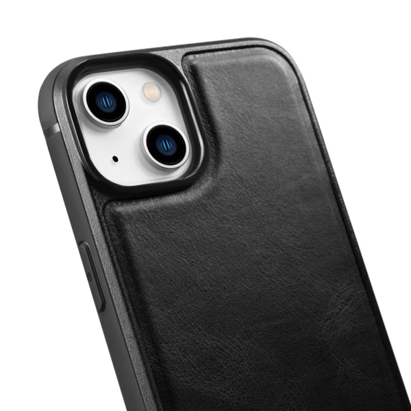 iCarer Leather Oil Wax case covered with natural leather for iPhone 14 Plus black (WMI14220719-BK)eng