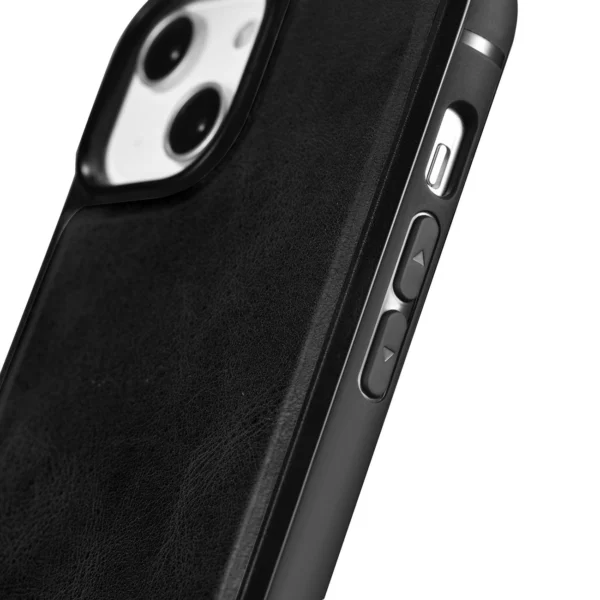 iCarer Leather Oil Wax case covered with natural leather for iPhone 14 Plus black (WMI14220719-BK)eng