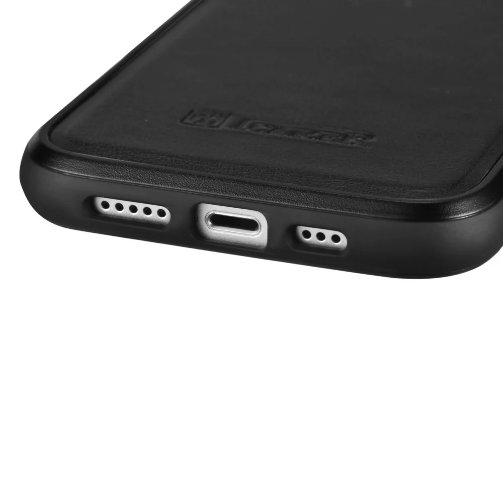 iCarer Leather Oil Wax case covered with natural leather for iPhone 14 Plus black (WMI14220719-BK)eng