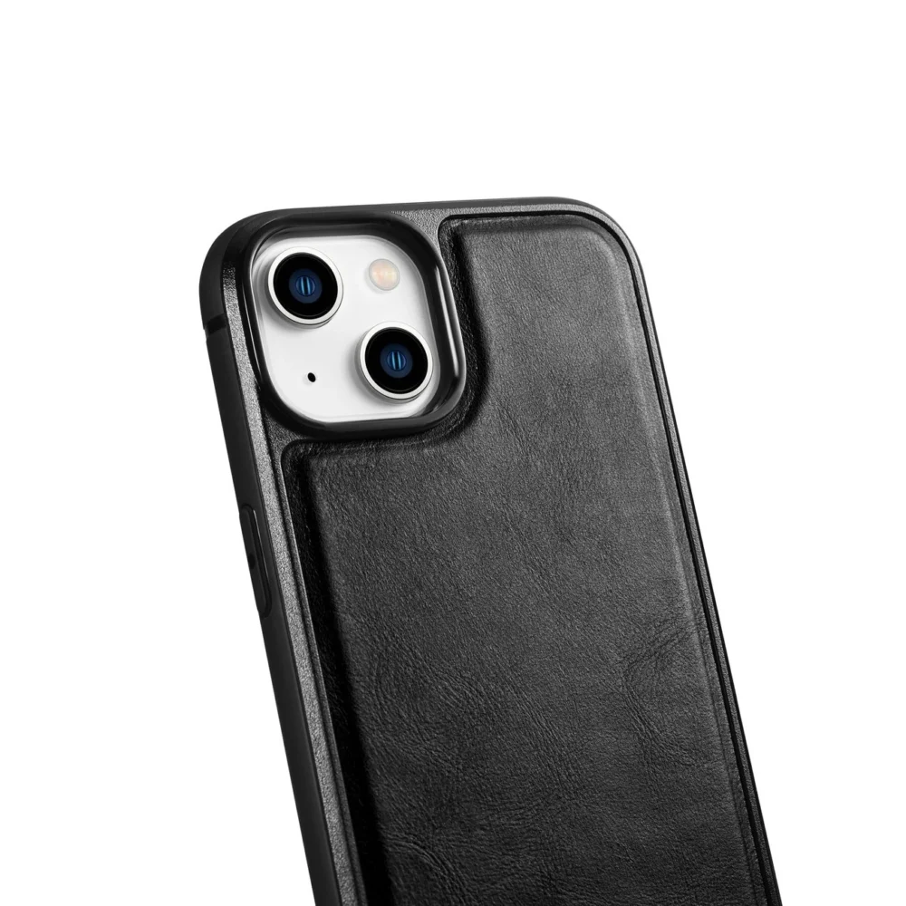iCarer Leather Oil Wax case covered with natural leather for iPhone 14 Plus black (WMI14220719-BK)eng