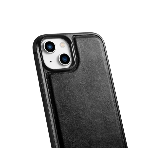 iCarer Leather Oil Wax case covered with natural leather for iPhone 14 Plus black (WMI14220719-BK)eng