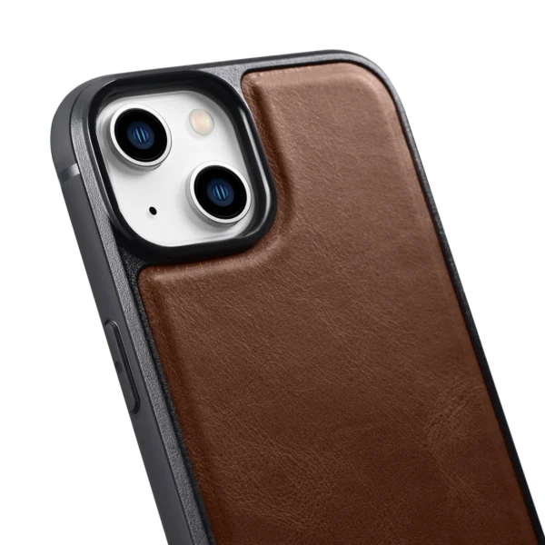 iCarer Leather Oil Wax Genuine Leather Case for iPhone 14 Plus (MagSafe Compatible) Brown (WMI14220719-BN)eng