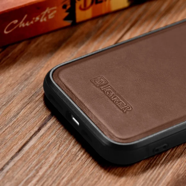 iCarer Leather Oil Wax Genuine Leather Case for iPhone 14 Plus (MagSafe Compatible) Brown (WMI14220719-BN)eng