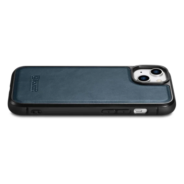 iCarer Leather Oil Wax case covered with natural leather for iPhone 14 Plus blue (WMI14220719-BU)eng
