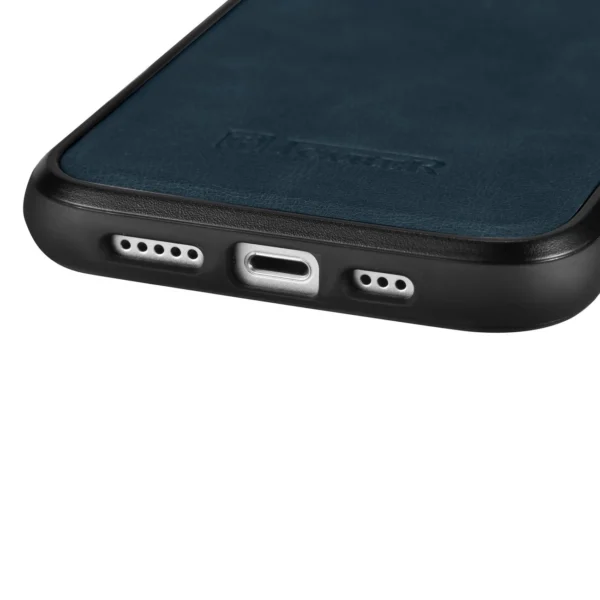 iCarer Leather Oil Wax case covered with natural leather for iPhone 14 Plus blue (WMI14220719-BU)eng