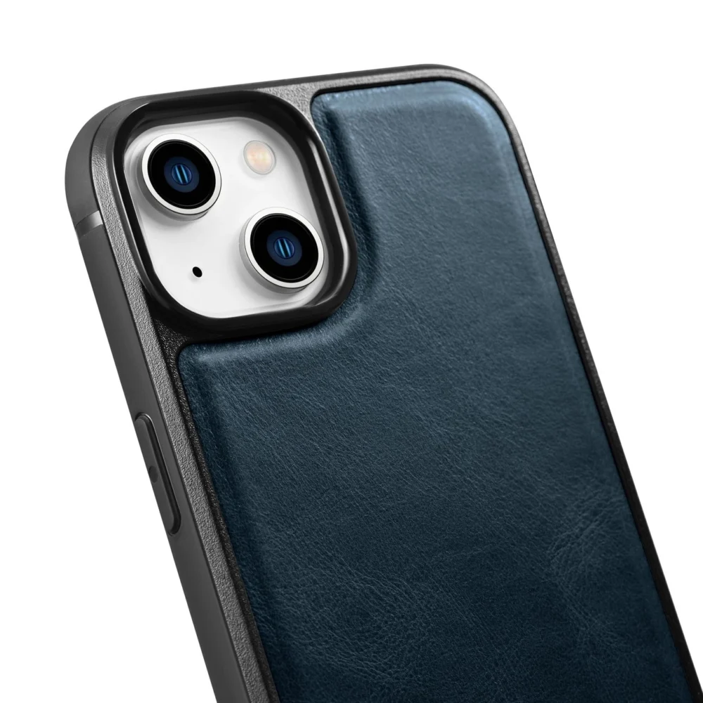 iCarer Leather Oil Wax case covered with natural leather for iPhone 14 Plus blue (WMI14220719-BU)eng