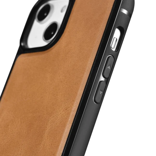 iCarer Leather Oil Wax case covered with natural leather for iPhone 14 Plus brown (WMI14220719-TN)eng