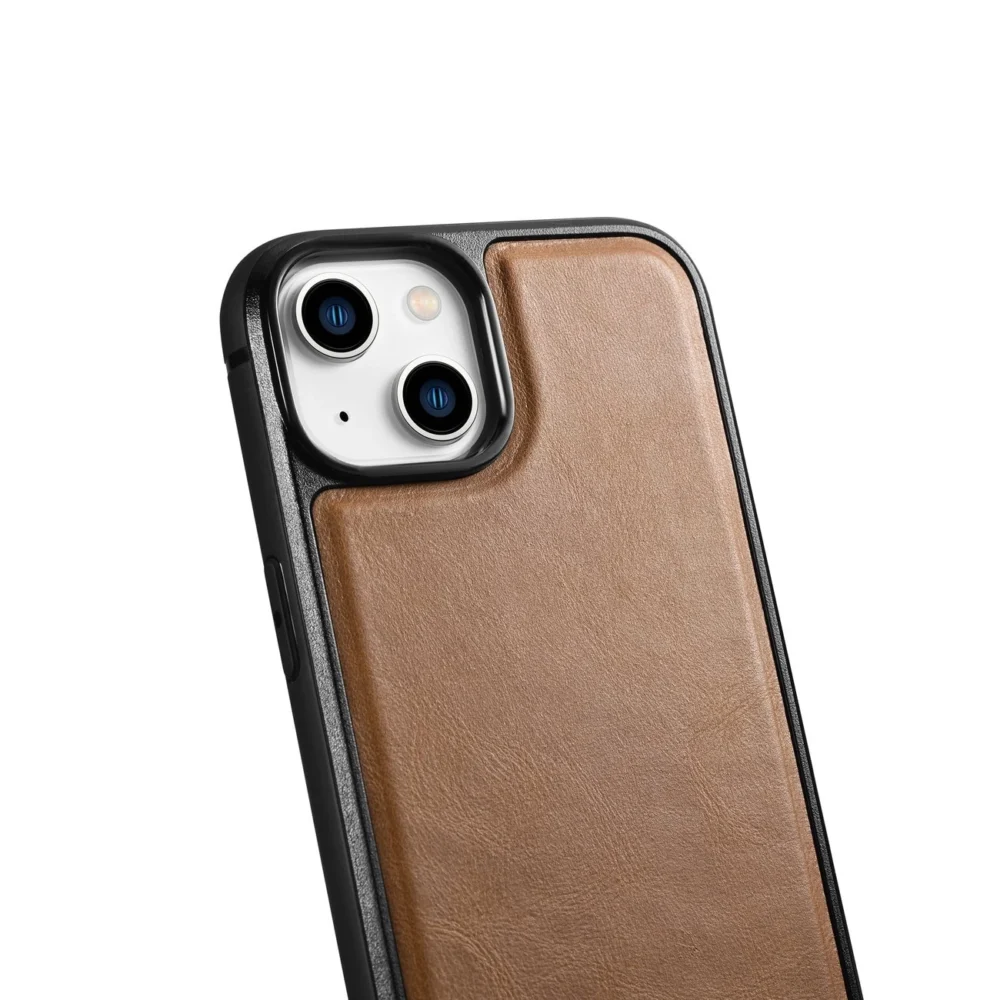 iCarer Leather Oil Wax case covered with natural leather for iPhone 14 Plus brown (WMI14220719-TN)eng