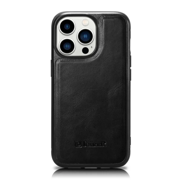 iCarer Leather Oil Wax case for iPhone 14 Pro Max leather case black (WMI14220720-BK)eng
