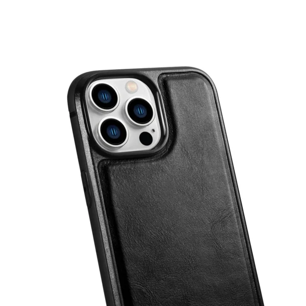 iCarer Leather Oil Wax case for iPhone 14 Pro Max leather case black (WMI14220720-BK)eng