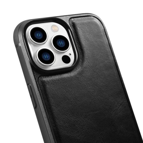 iCarer Leather Oil Wax case for iPhone 14 Pro Max leather case black (WMI14220720-BK)eng