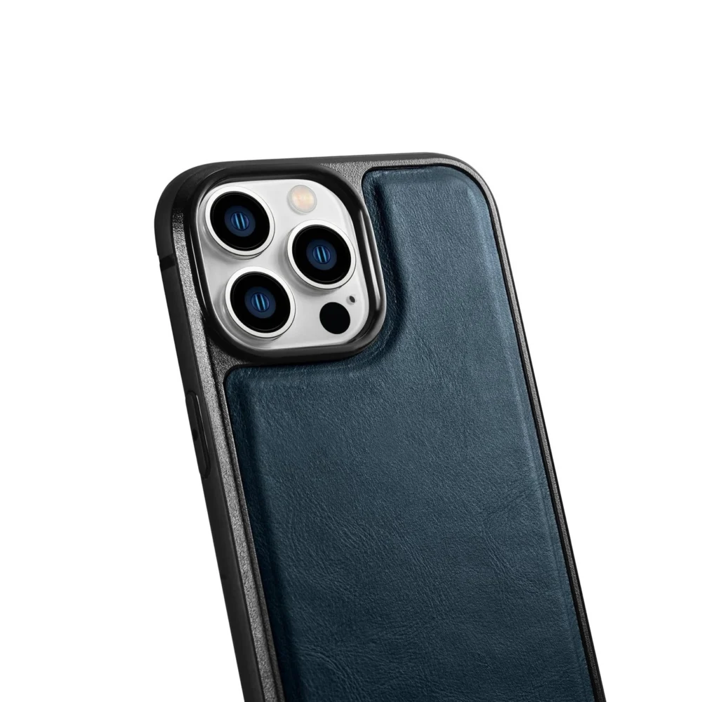 iCarer Leather Oil Wax case for iPhone 14 Pro Max leather case blue (WMI14220720-BU)eng