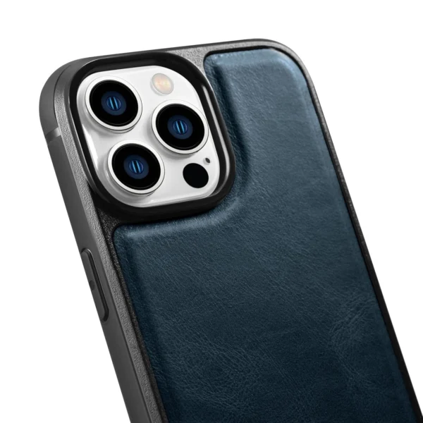 iCarer Leather Oil Wax case for iPhone 14 Pro Max leather case blue (WMI14220720-BU)eng