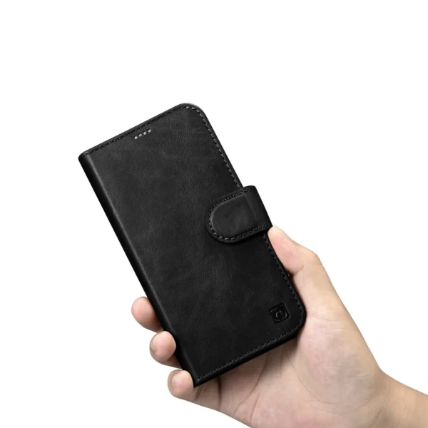 iCarer Oil Wax Wallet Case 2in1 Case iPhone 14 Leather Flip Cover Anti-RFID black (WMI14220721-BK)eng