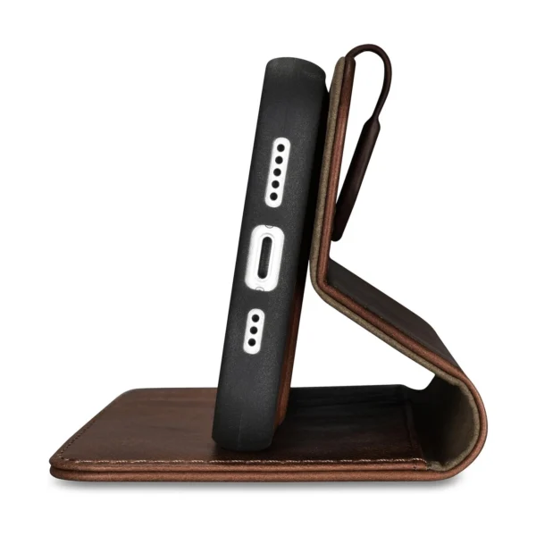 iCarer Oil Wax Wallet Case 2in1 Case iPhone 14 Leather Flip Cover Anti-RFID Brown (WMI14220721-BN)eng