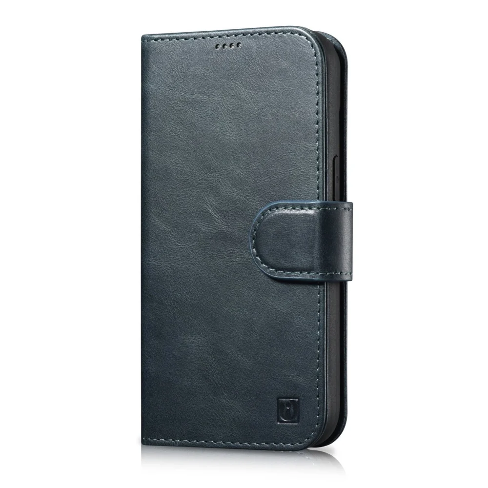 iCarer Oil Wax Wallet Case 2in1 Case iPhone 14 Anti-RFID Leather Flip Case Blue (WMI14220721-BU)eng