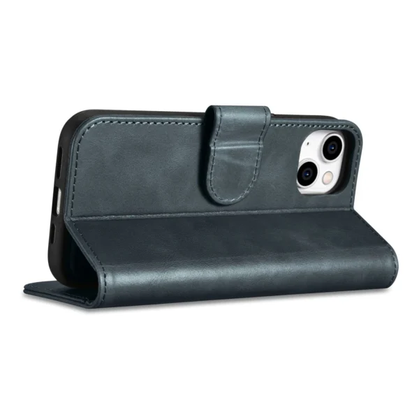 iCarer Oil Wax Wallet Case 2in1 Case iPhone 14 Anti-RFID Leather Flip Case Blue (WMI14220721-BU)eng