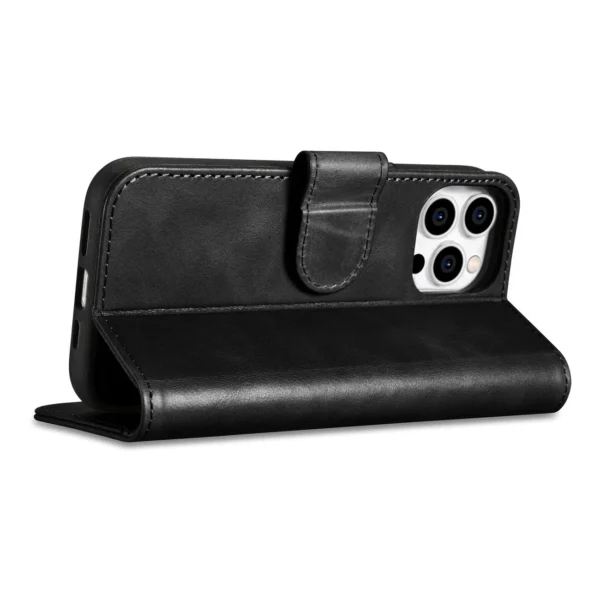 iCarer Oil Wax Wallet Case 2in1 Cover iPhone 14 Pro Leather Flip Cover Anti-RFID black (WMI14220722-BK)eng