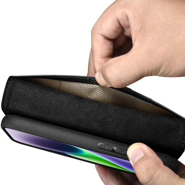 iCarer Oil Wax Wallet Case 2in1 Cover iPhone 14 Plus Anti-RFID Leather Flip Case Black (WMI14220723-BK)eng