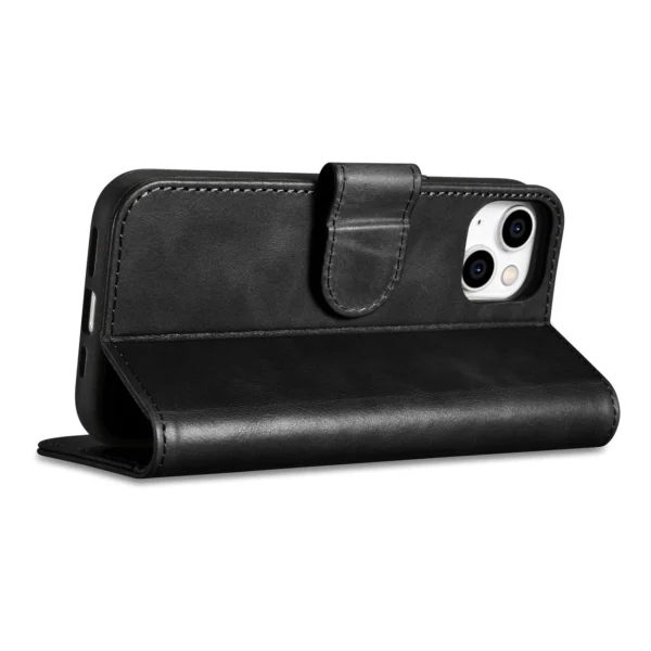 iCarer Oil Wax Wallet Case 2in1 Cover iPhone 14 Plus Anti-RFID Leather Flip Case Black (WMI14220723-BK)eng