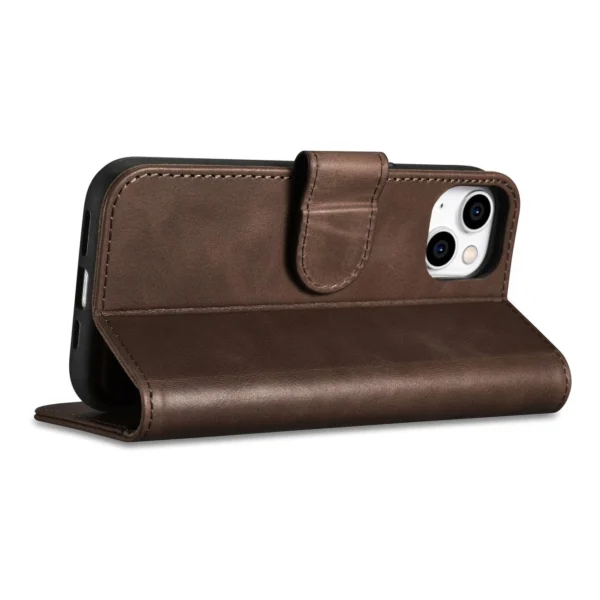 iCarer Oil Wax Wallet Case 2in1 Cover iPhone 14 Plus Anti-RFID Leather Flip Case Brown (WMI14220723-BN)eng