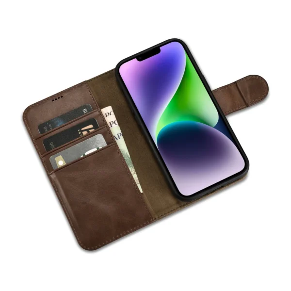 iCarer Oil Wax Wallet Case 2in1 Cover iPhone 14 Plus Anti-RFID Leather Flip Case Brown (WMI14220723-BN)eng