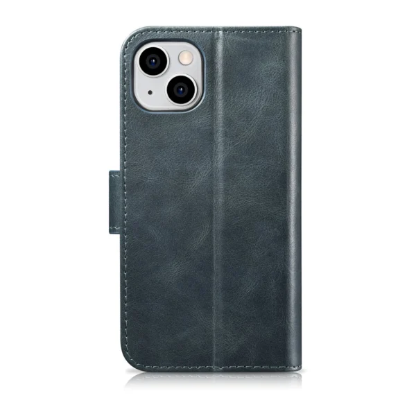 iCarer Oil Wax Wallet Case 2in1 Cover iPhone 14 Plus Anti-RFID Leather Flip Case Blue (WMI14220723-BU)eng
