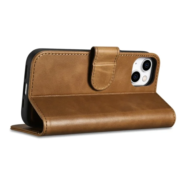 iCarer Oil Wax Wallet Case 2in1 Cover iPhone 14 Plus Anti-RFID Leather Flip Case Brown (WMI14220723-TN)eng