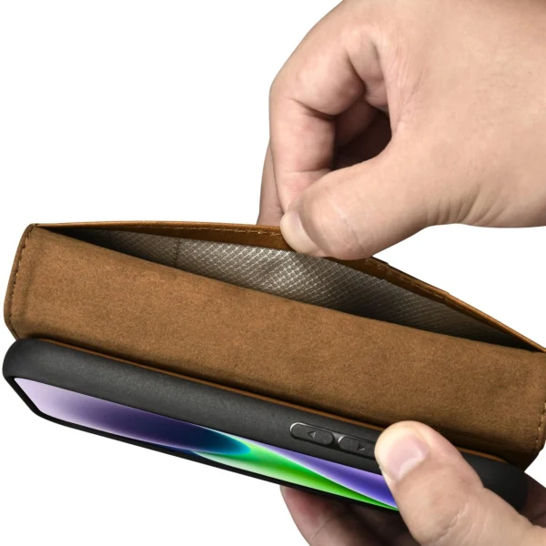 iCarer Oil Wax Wallet Case 2in1 Cover iPhone 14 Plus Anti-RFID Leather Flip Case Brown (WMI14220723-TN)eng