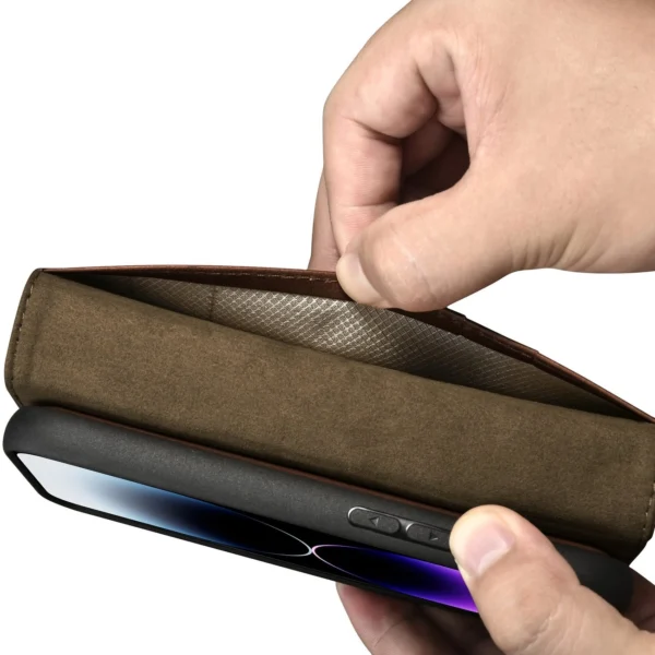 iCarer Oil Wax Wallet Case 2in1 Cover iPhone 14 Pro Max Leather Flip Cover Anti-RFID brown (WMI14220724-BN)eng