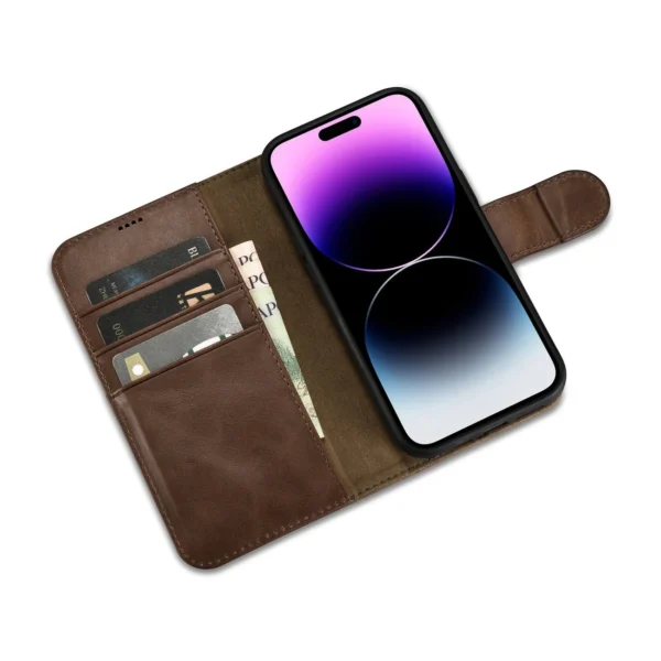 iCarer Oil Wax Wallet Case 2in1 Cover iPhone 14 Pro Max Leather Flip Cover Anti-RFID brown (WMI14220724-BN)eng