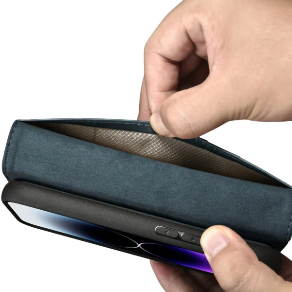 iCarer Oil Wax Wallet Case 2in1 Cover iPhone 14 Pro Max Leather Flip Cover Anti-RFID blue (WMI14220724-BU)eng