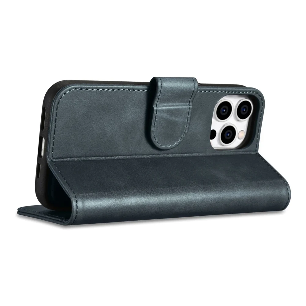 iCarer Oil Wax Wallet Case 2in1 Cover iPhone 14 Pro Max Leather Flip Cover Anti-RFID blue (WMI14220724-BU)eng
