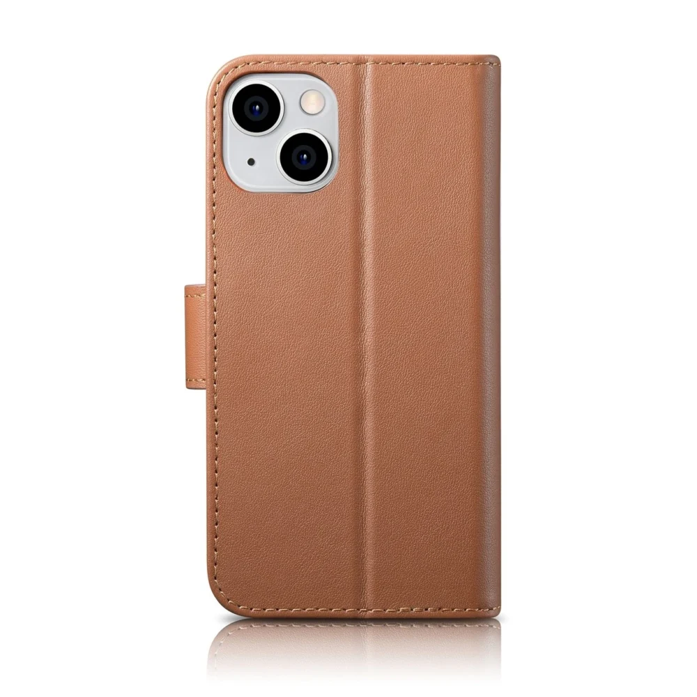 iCarer Wallet Case 2in1 case iPhone 14 leather cover with flap Anti-RFID brown (WMI14220725-BN)eng