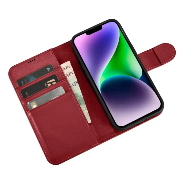 iCarer Wallet Case 2in1 iPhone 14 Leather Flip Case Anti-RFID Red (WMI14220725-RD)eng