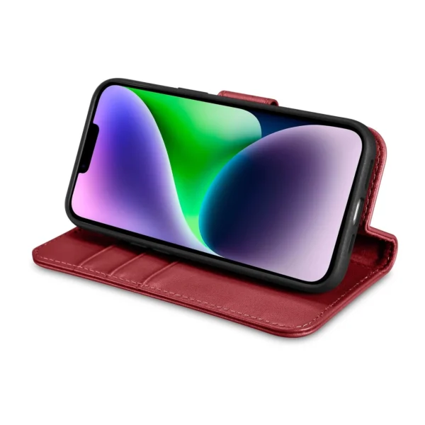 iCarer Wallet Case 2in1 iPhone 14 Leather Flip Case Anti-RFID Red (WMI14220725-RD)eng