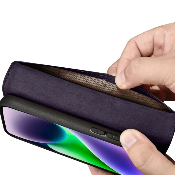 iCarer Wallet Case 2in1 Case iPhone 14 Leather Flip Cover Anti-RFID Dark Purple (WMI14220725-DP)eng