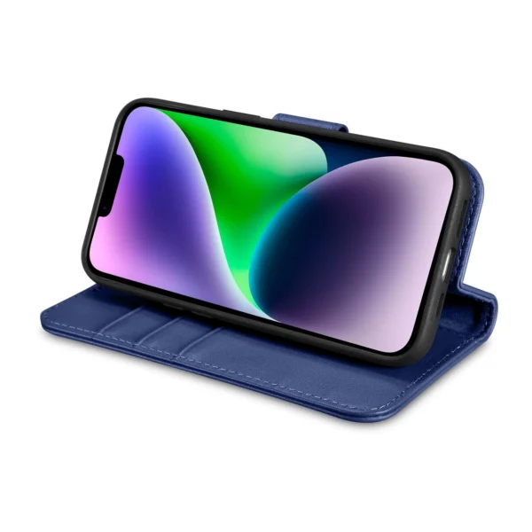 iCarer Wallet Case 2in1 Case iPhone 14 Anti-RFID Leather Flip Case Blue (WMI14220725-BU)eng