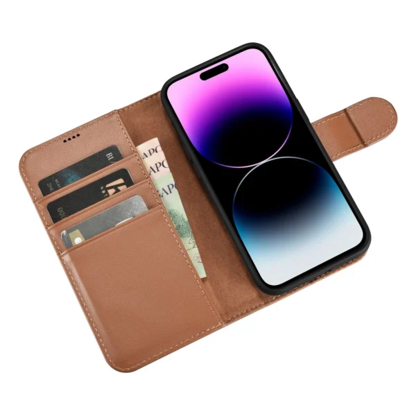 iCarer Wallet Case 2in1 iPhone 14 Pro Leather Flip Case Anti-RFID brown (WMI14220726-BN)eng