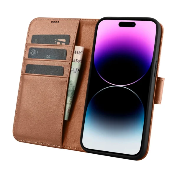 iCarer Wallet Case 2in1 iPhone 14 Pro Leather Flip Case Anti-RFID brown (WMI14220726-BN)eng