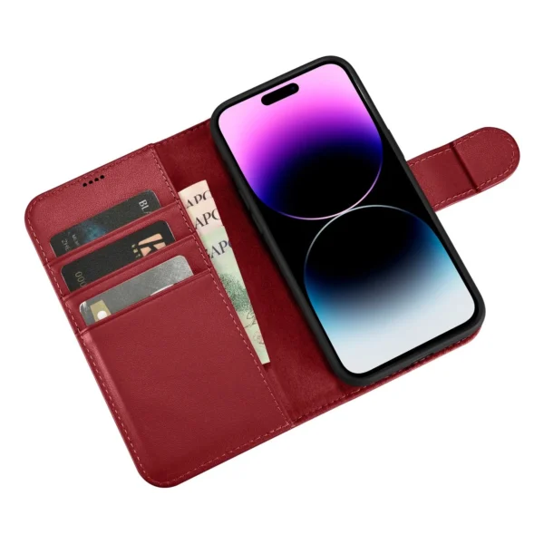 iCarer Wallet Case 2in1 iPhone 14 Pro Leather Flip Case Anti-RFID red (WMI14220726-RD)eng