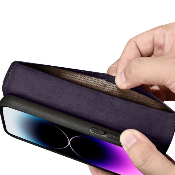 iCarer Wallet Case 2in1 Cover iPhone 14 Pro Anti-RFID Leather Flip Case Dark Purple (WMI14220726-DP)eng