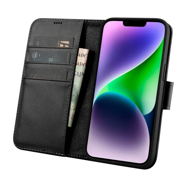 iCarer Wallet Case 2in1 Cover iPhone 14 Plus Anti-RFID Leather Flip Case Black (WMI14220727-BK)eng