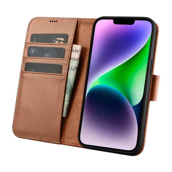 iCarer Wallet Case 2in1 Cover iPhone 14 Plus Anti-RFID Leather Flip Case Brown (WMI14220727-BN)eng