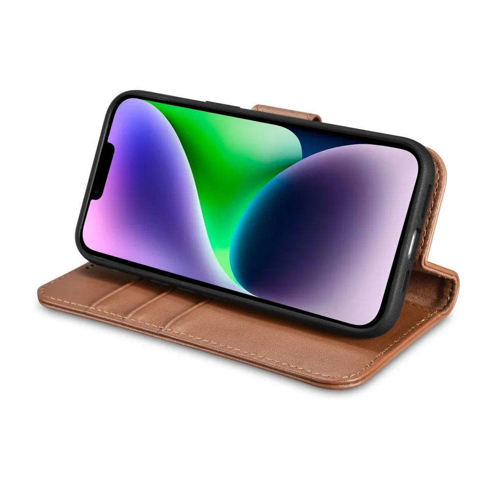 iCarer Wallet Case 2in1 Cover iPhone 14 Plus Anti-RFID Leather Flip Case Brown (WMI14220727-BN)eng