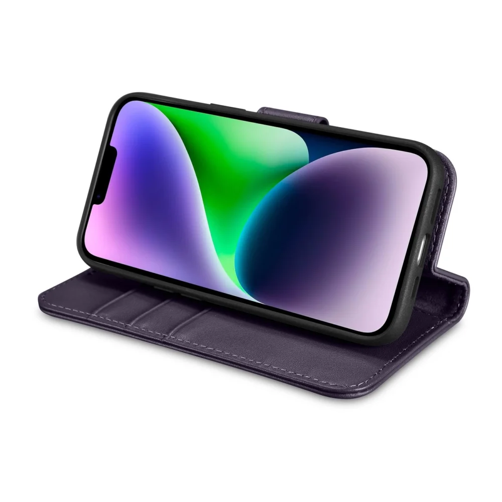 iCarer Wallet Case 2in1 Cover iPhone 14 Plus Anti-RFID Leather Flip Case Dark Purple (WMI14220727-DP)eng