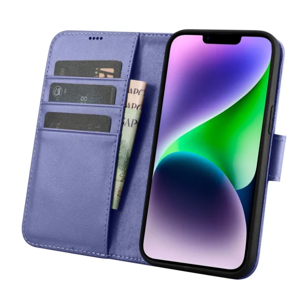 iCarer Wallet Case 2in1 Cover iPhone 14 Plus Anti-RFID Leather Flip Case Light Purple (WMI14220727-LP)eng