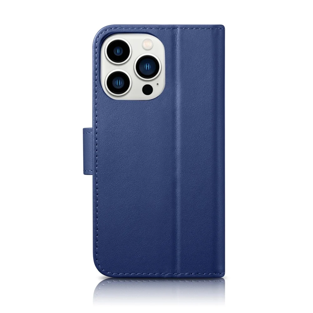iCarer Wallet Case 2in1 Cover iPhone 14 Pro Max Leather Flip Case Anti-RFID Blue (WMI14220728-BU)eng